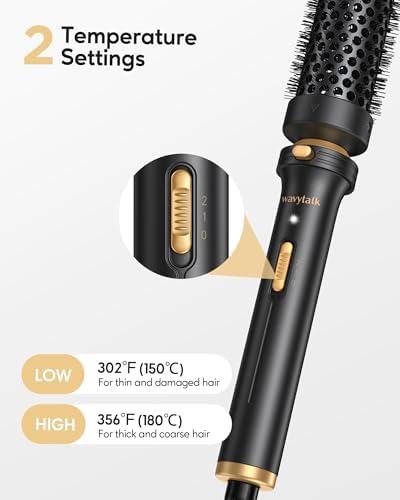 Wavytalk Thermal Brush, Heated Round Brush, 1 1/2 inch Thermal Brush Blowout Look with Detachable Brush Head, Thermal Round Brush Dual Voltage for Travel, Black