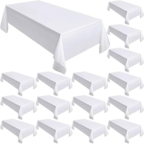 Moukeren 18 Pack Rectangle Tablecloths 58 x 102 Inch Table Cloth Reusable Washable Polyester Table Clothes Bulk for 6 ft Tables for Wedding, Party, Restaurant (White)