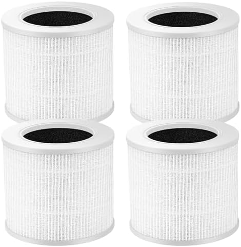 4 Pack Core Mini HEPA Filters for LEVOIT Core Mini Core Mini-P Air Purifier Replacement Filter 3-in-1 HEPA, High-Efficiency Activated Carbon, Replace Part Core Mini-RF