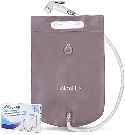 Bedside Shower Water Bag - 2.5 GL Portable Water Shower Bag For Hair Washing In Bed. Use with Inflatable Shampoo Basin, Inflatable Hair Washing Basin, Inflatable Bathtub For Elderly(Brown)