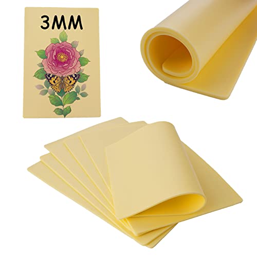 3mm Tattoo Practice Skin, 5 Pcs 12x8" 3mm Thick Silicone Fake Skin Blank Double Sides Soft Skin, Tattooing Microblading Eyebrow Lip Practice Sheet for Beginners and Artists (5Pcs I 3mm)