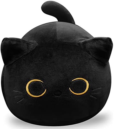 3D Black Cat Plush Toy, 17.7" Black Cat Pillow, Animal Soft Plush Pillow Baby Plush Toy Cat Shape Design Cute Cat Waist Cushion, As Birthday, Halloween, Christmas Decoration