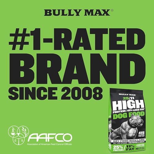 Bully Max 25/11 High Protein & Low Fat Dry Dog Food for Puppies & Adult Dogs - Chicken-Free Lamb Flavor - Natural Puppy Food for All Ages, Small and Large Breeds - 10lbs (2 Bags, 5 lbs Each)