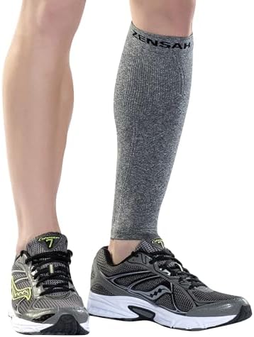 Zensah Calf/Shin Compression Sleeve - Made in the USA Single Leg Compression Sleeve for Shin Splint Relief, Recovery, Running