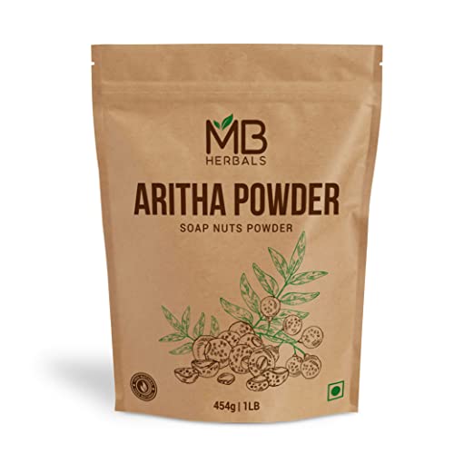 MB Herbals Aritha Powder 16 oz | 1 LB | 100% Pure & Organically Grown (Wild-crafted) Soap Nut Powder | Natural Hair Shampoo & Conditioner | Sapindus mukorossi