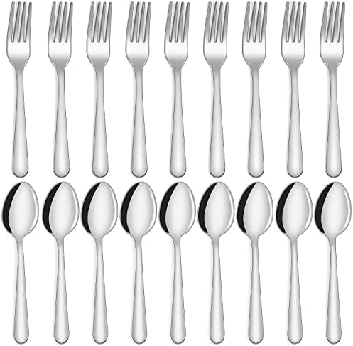 36-piece Forks and Spoons Set, Unokit Food Grade Stainless Steel spoons and forks Set for Home, Kitchen and Restaurant, 18 Forks silverware and 18 Spoons silverware, Mirror Polished&Dishwasher Safe