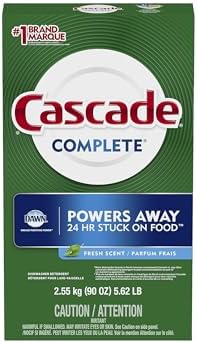 Cascade Complete Powder, Fresh Scent, Cascade Dishwashing Powder, Cascade 90 oz with Bonus Cascade Platinum Dishwasher Cleaner 3 Count Pod