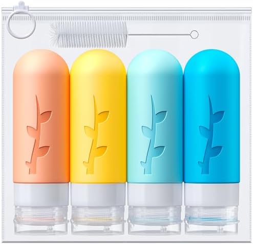 4-pack Mini Squeeze Bottles for Sauce: 3oz Travel Size Condiment Bottles Great for Ketchups,Salad Dressings - Leak-proof Design & Food-grade Silicone - Suitable for Dining Out,Picnics,Bento Box.