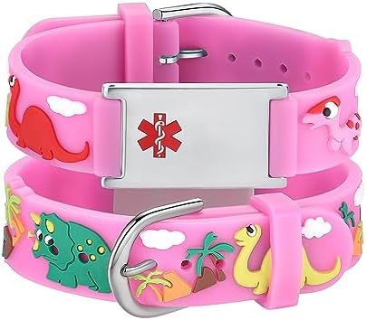 LinnaLove Medical Alert Bracelets Cartoon Emergency ID bracelets with Engraved