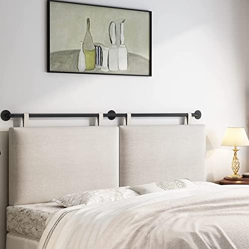 King Headboard, Wall Mounted Headboards for Bed with Linen Upholstery Hanging Headboard for Bedroom Thanksgiving Day, Christmas for Family(Beige, King)