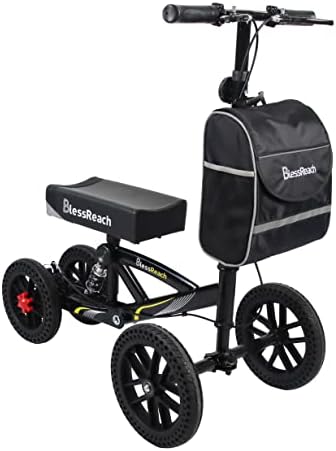 All Terrain Foldable Knee Scooter Walker - Economical Knee Walker for Foot Injuries, Compact Crutches Alternative - Black