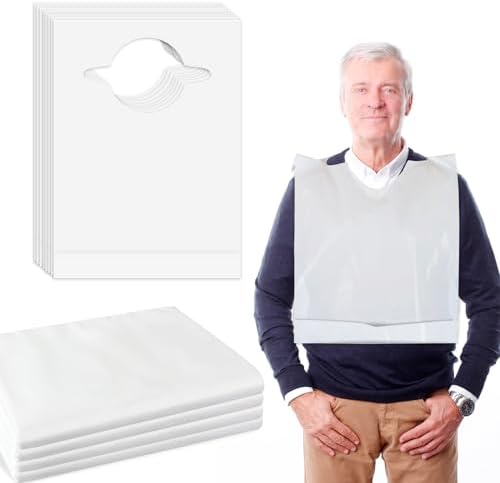 50/200 Pack Adult Bibs for Men, Disposable Bibs for Adult Waterproof & Oil-Proof, 22" Plastic Bib for Elderly Women Eating