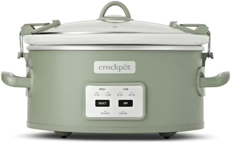 Crock-Pot Locking Lid 6qt Cook and Carry Programmable Slow Cooker Moonshine Green (Green)