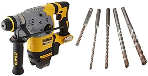 DEWALT DCH293B 20V Max XR Brushless 1-1/8" L-Shape SDS Plus Rotary Hammer Drill (Tool Only) with DEWALT DW5470 5-Piece Rock Carbide SDS Plus Hammer Bit Set