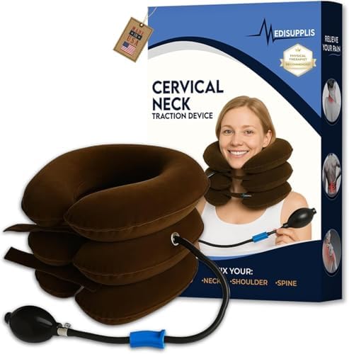 Inflatable Cervical Neck Traction Device – Adjustable Neck Stretcher for Pinched Nerves, Decompression & Pain Relief – Portable Neck Brace for Spine Alignment & Posture