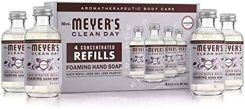 MRS. MEYER'S CLEAN DAY Foaming Hand Soap Concentrated Refills, 4 Concentrated Refills (2 Fl. Oz each), Lavender Scent, Makes 40 Fl. Oz. of Foaming Soap Total