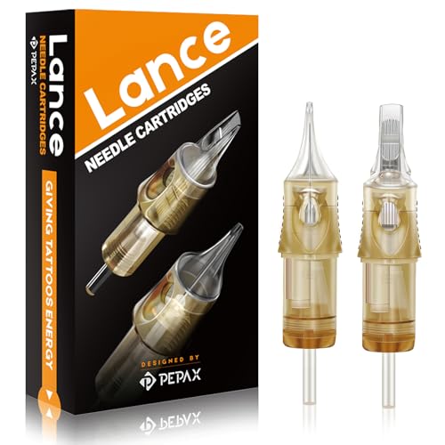 PEPAX Lance Tattoo Needles Cartridge 1003RLL - 20Pcs Tattoo Cartridge Needles #10 Standard 3 Round Liner Tattoo Cartridges Diameter 0.30mm Long Taper 5.0mm Safety Membrane Permanent Makeup Machine
