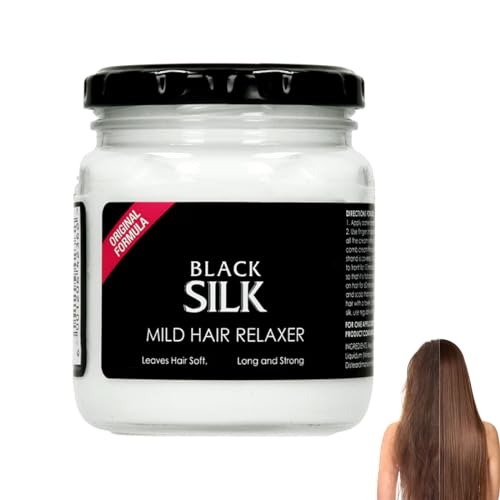 Black Silk Mild Hair Relaxer, Cream, Natural, Suitable for All Hair Types, Instant Hair Straightening for All Hair, Hair Care Glove Set Included
