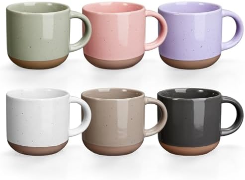 Morandi Color Ceramic Mini Espresso Cups Set of 6, 5 oz Expresso Mugs with Handle, Porcelain Coffee Mugs Demitasse Cups, Modern Style Cups, Microwave Dishwasher Safe Suit for Espresso Machine