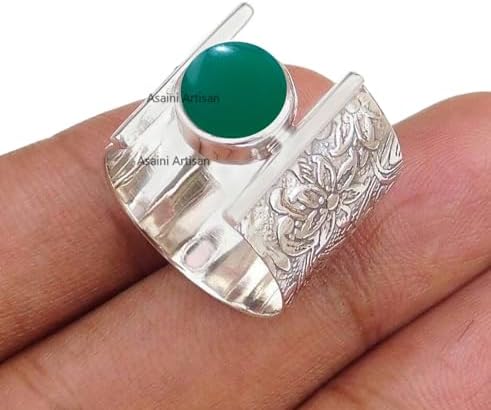 Timeless Elegance: 7MM Round Gemstone Pure 925 Sterling Silver Gift Floral Engraved Ring for Every Occasion