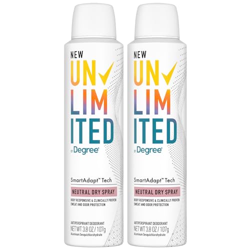 Degree Unlimited Deodorant for Women – Neutral Invisible Solid Deodorant Antiperspirant Spray, Almond & Lily of the Valley Scent, 3.8 Oz (Pack of 2)