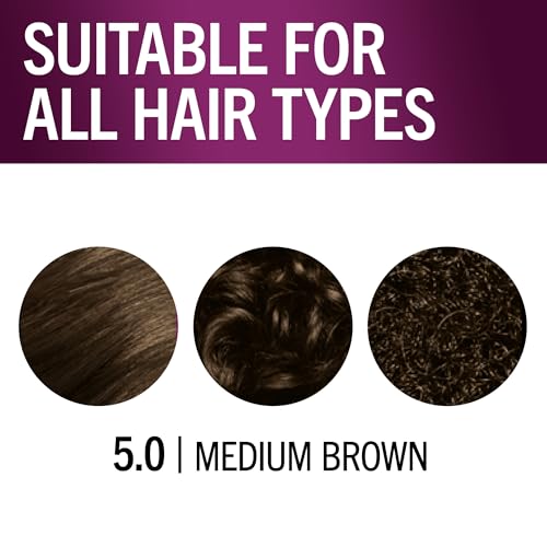 Schwarzkopf Keratin Color Permanent Hair Color, 5.0 Medium Brown, 1 Application - Salon Inspired Permanent Hair Dye, for up to 80% Less Breakage vs Untreated Hair and up to 100% Gray Coverage