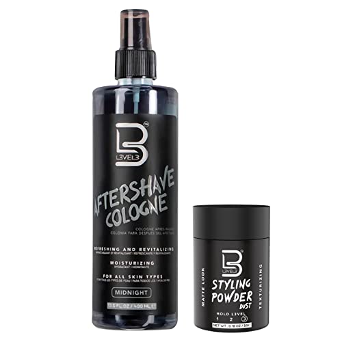 L3 Level 3 After Shave Spray Cologne - Softens Skin - Refreshes and Relieves Face and Skin - Styling Powder Included