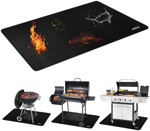 48 X 30 Inch Under Grill Mats for Outdoor Grill, Double-Sided Fireproof/Waterproof/Oil-Proof Grill Pad, BBQ Matt for Under Grill, Indoor Fireplace/Fire Pit Mat, Deck and Patio Protector Mat