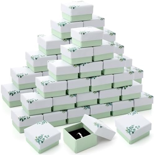 Yinkin 72 Pcs Jewelry Ring Gift Boxes Bulk 2 x 2 x 1.2 Inch Ring Necklace Earring Boxes for Weddings Christmas