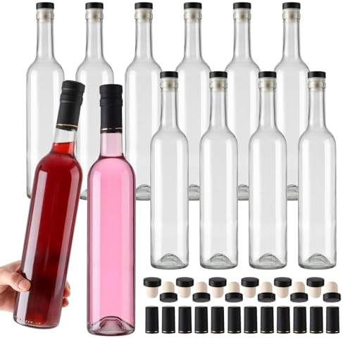 Alotpower Wine Bottles 16oz with T-top Caps & Seal Shrink Capsules Caps,12Pack Wine Bottles for Wine Making,Empty Wine Bottles for Sparkling Wine,Kefir,Beverages,Kombucha(16fl.oz, Set of 12)