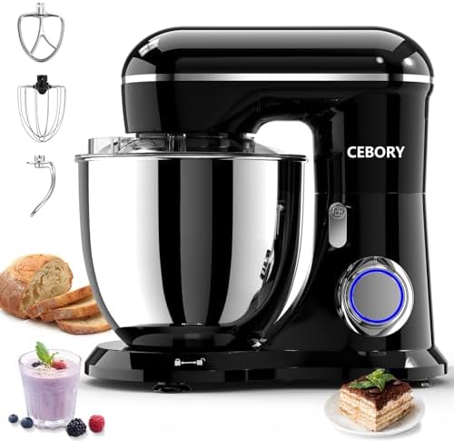 3-IN-1 Electric Stand Mixer, 6.5QT Bowl 660W 10-Speed Kitchen Mixer, Household Food Mixers include Dough Hook, Beater and Whisk, Bread Cake Mixer for Baking and Most Home Cooks, Black