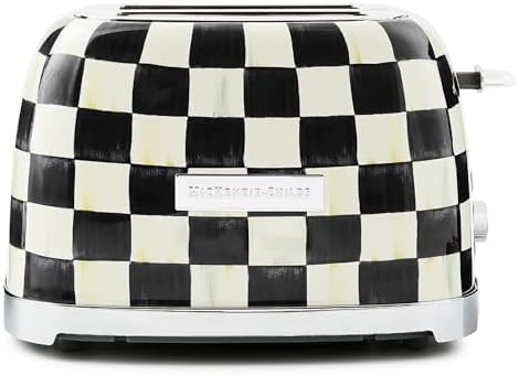 MACKENZIE-CHILDS 2-Slice Toaster, Decorative Toaster for Kitchen, Black-and-White Courtly Check