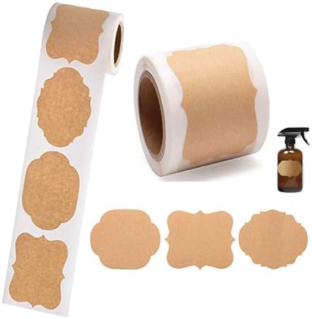 300PCS Canning Labels Name Tags Stickers, Kraft Paper Gift Tags Blank Self-Adhesive Handmade Jar Labels Sticker Write on for Storage Bins,Mason Jars,Food Containers,Canning Jars Christmas Gifts