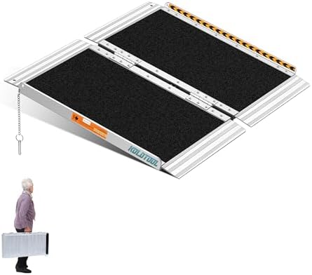 Portable Wheelchair Ramp 2ft, Non-Skid Aluminum Ramps for Wheelchairs for Home Steps, 800 LBS Capacity Handicap Ramp for Doorway, Threshold, Front Porch, Entry, Stairs 24" Lx 29.2" Wx2H