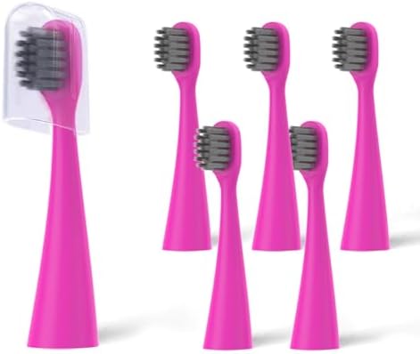 6 Pack Toothbrush Replacement Heads for Burst Kids Electric Toothbrush, Burst Kids Replacement Heads with Ultra-Soft Bristles, Dust Cover Caps, Perfectly Compatible (Pink)
