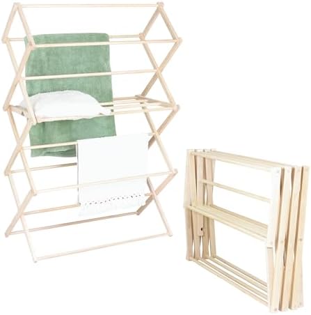 Pennsylvania Woodworks Clothes Drying Rack: Solid Maple Hardwood Laundry Rack for Bedding, Blankets, Towels & More, Heavy Duty, Folding Drying Rack Made in USA, No Assembly Needed, Extra Large