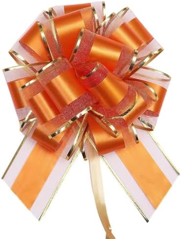 6 Piece Large Gift Bow,Gold Drawstring Bow for Gift Wrap,6 inch,Christmas Gifts,Basket and Wedding Decoration,Holiday and Birthday Gift Wrap Bows (Gold)