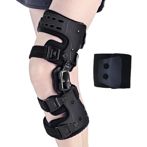 OA Unloader Knee Brace - Arthritis Pain Relief, Osteoarthritis, Bone on Bone Knee Joint Pain, Cartilage Defect Repair, Avascular Necrosis Hinged, Degeneration (Black Left)