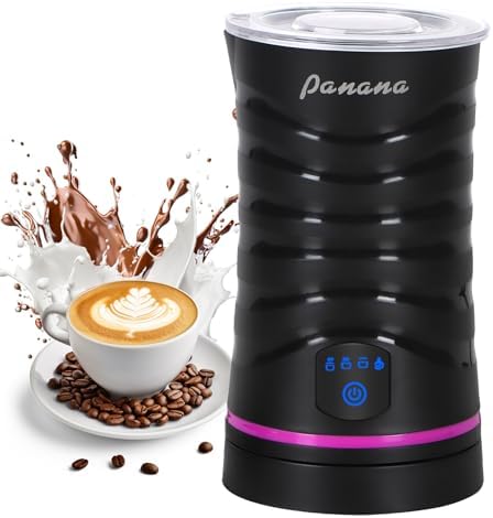 Electric Milk Frother, Automatic Milk Steamer, 4-IN-1 Hot & Cold Foam Maker-8.4oz/240ml Milk Warmer for Latte, Cappuccinos, Silent Operation & Shut-off (Black)