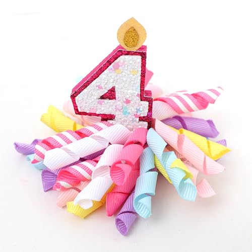 1pc Birthday Korker Hair Bow - 1st -5th Birthday Candle Number Hair Accessories, Birthday Girl Hair Clips, 4th birthday hair bow (hair bow 4th birthday)