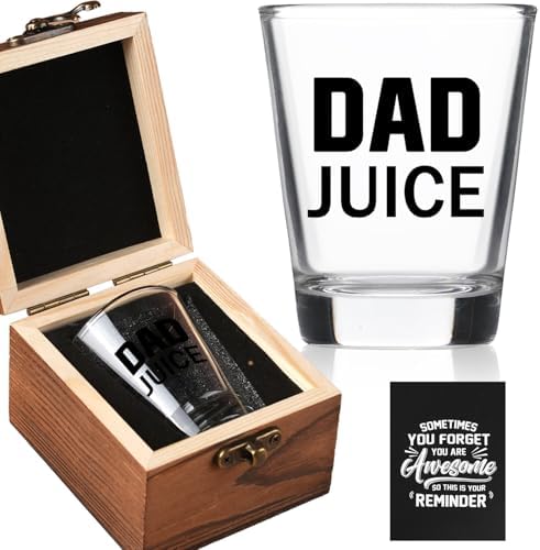 Ithmahco Father's Day Gifts for Dad - Dad Juice Shot Glass with Wooden Box - Father Day Gift From Daughter, Son, Kids, Cool Father Gifts For Dads