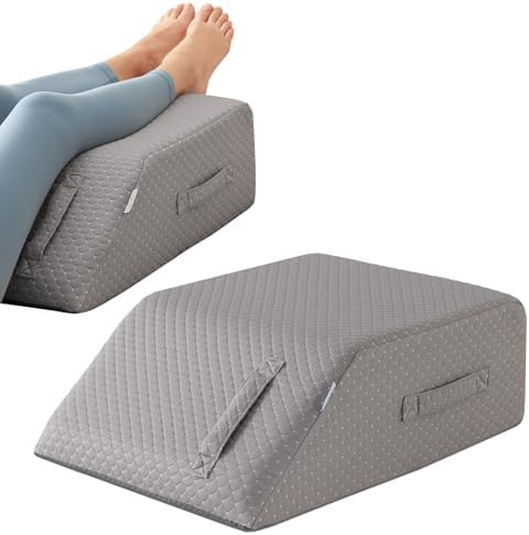 Leg Pillow Elevation Blood Circulation, Leg Wedge for Elevation for Swelling, Leg Elevating Pillow for After Surgery, Memory Foam Foot Knee Pillow for Back Sleeping 23.6×16.8×8 Inch Grey