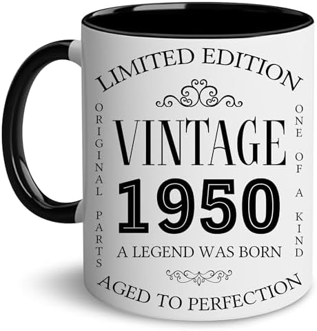 75th Birthday Gifts for Men - 75th Dirthday Decorations - Gift Ideas for 75 Birthdays - 1950 75 Years Old Prsent Mug - 75 th Bday Gift - 1950 Vintage Coffee Mug - Gifts 75 th Party Decorations