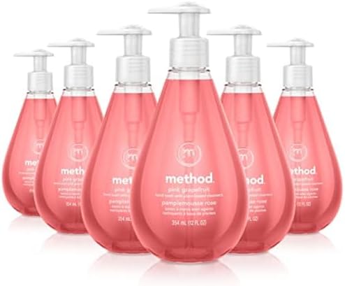 Method Gel Hand Soap, Pink Grapefruit, Biodegradable Formula, 12 Fl Oz (Pack of 6)
