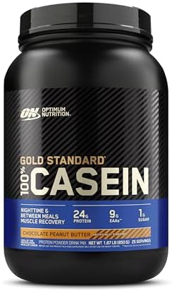 Optimum Nutrition Gold Standard 100% Micellar Casein Protein Powder, Slow Digesting, Helps Keep You Full, Overnight Muscle Recovery, Chocolate Peanut Butter, 1.87 Pound (Packaging May Vary)