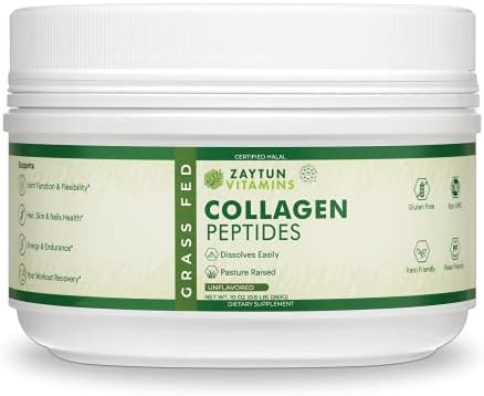 Zaytun Halal Collagen Peptides Powder, Hydrolyzed Type I & III Collagen, Supports Joint, Bone, Muscles, Hair, Skin, & Nails, Keto Friendly, Grass-Fed, 10 oz, Made in USA, Certified Halal