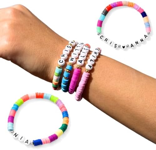 Personalized Handmade Crystal Bead Bracelet | Stretch | Custom Name, Size, Style, and Color | Unisex for Couples, Friends, Family | Adults & Kids | Anniversary, Birthday, Graduation