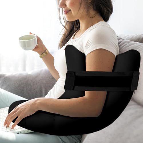 HARBOREST Shoulder Surgery Pillow with Straps & Pocket - Shoulder Pillow for Shoulder Pain, Rotator Cuff Pillow for Sitting, Shoulder Relief Pillow (Black)
