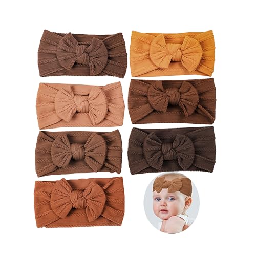 6 Pack 5.3''Baby Girl Floral Embroidery Eyelet Bow Headbands Newborn Hairband Baby Turban Knotted Headwrap for Toddler Hair Accessories.(FD90) (ZZ)