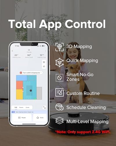 roborock S8 Robot Vacuum and Mop Cleaner, DuoRoller Brush, 6000Pa Suction, ReactiveAI 2.0 Obstacle Avoidance, Sonic Mopping, Auto Lifting Mop, Works with Alexa, Perfect for Pet Hair, Black